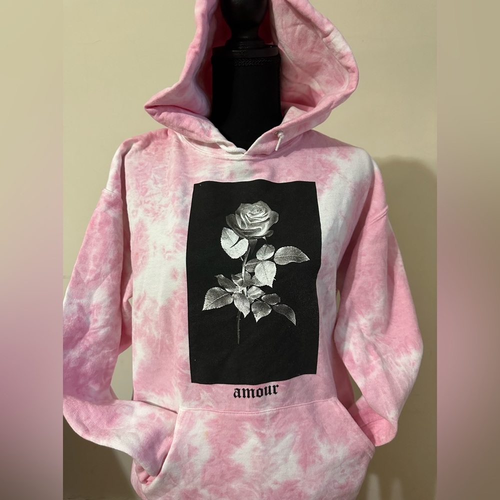 Pink Tie Dye Graphic Hoodie